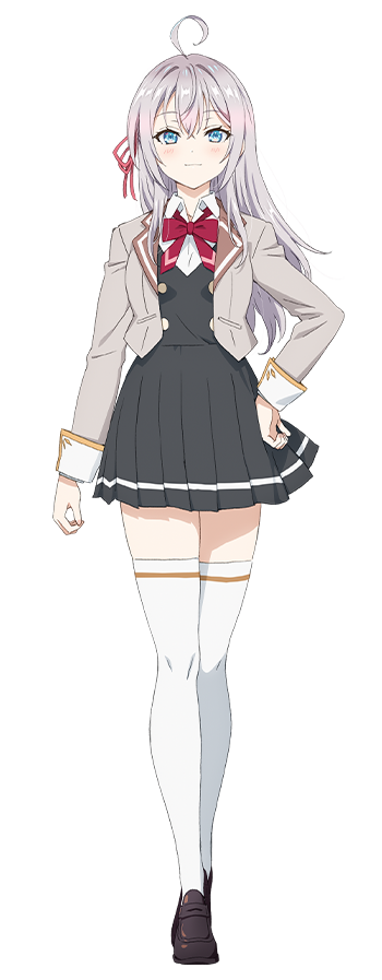 Alya in her winter uniform, one hand on her hip